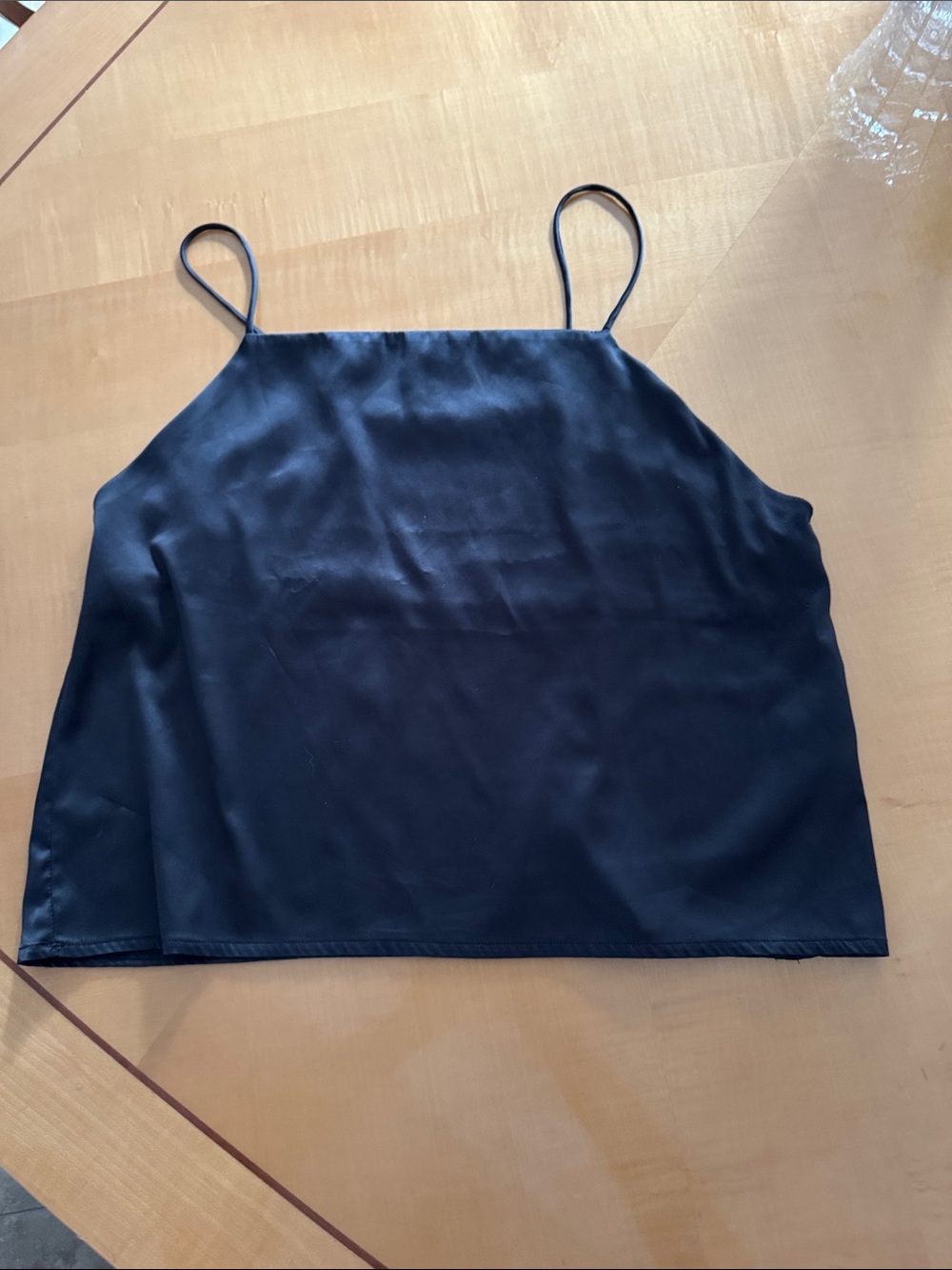 Zara Black Satin Spaghetti Strap Cami Top - Womens size m
